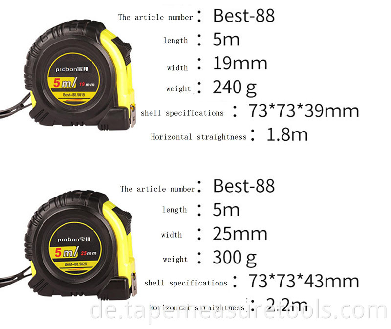 Maßgeschneidertes Logo 2m 3m 5m 7,5m Bauherren-Maßband Gummi-Maßband